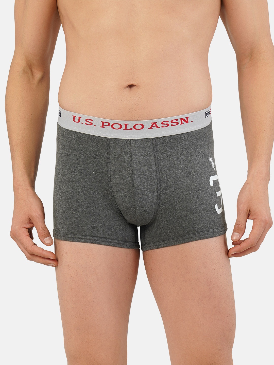 

U.S. Polo Assn. Men Grey Solid Cotton Trunks I015-031-P1, Grey melange