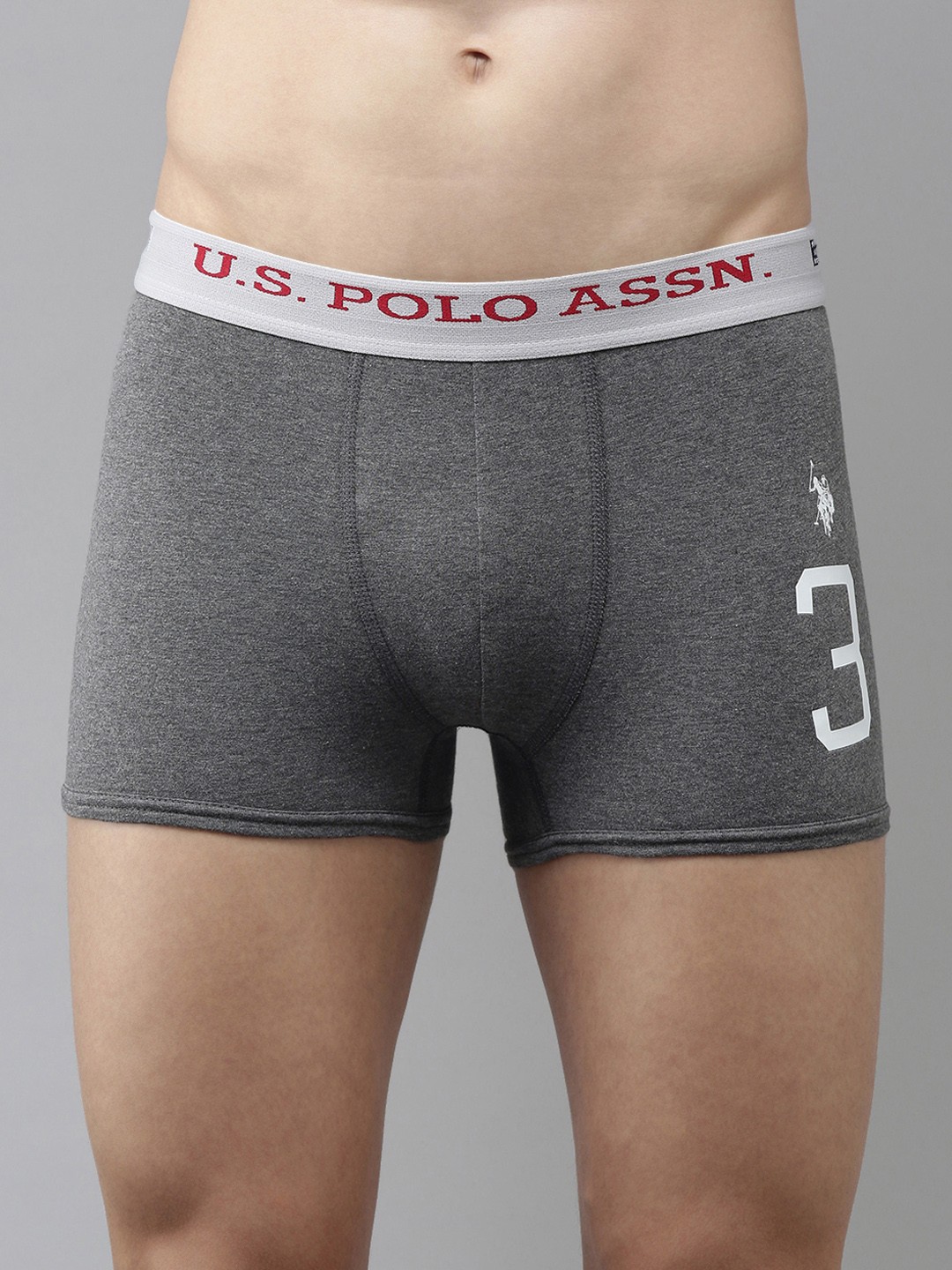

U.S. Polo Assn. Men Grey Solid Cotton Trunks I015-031-P1, Grey melange