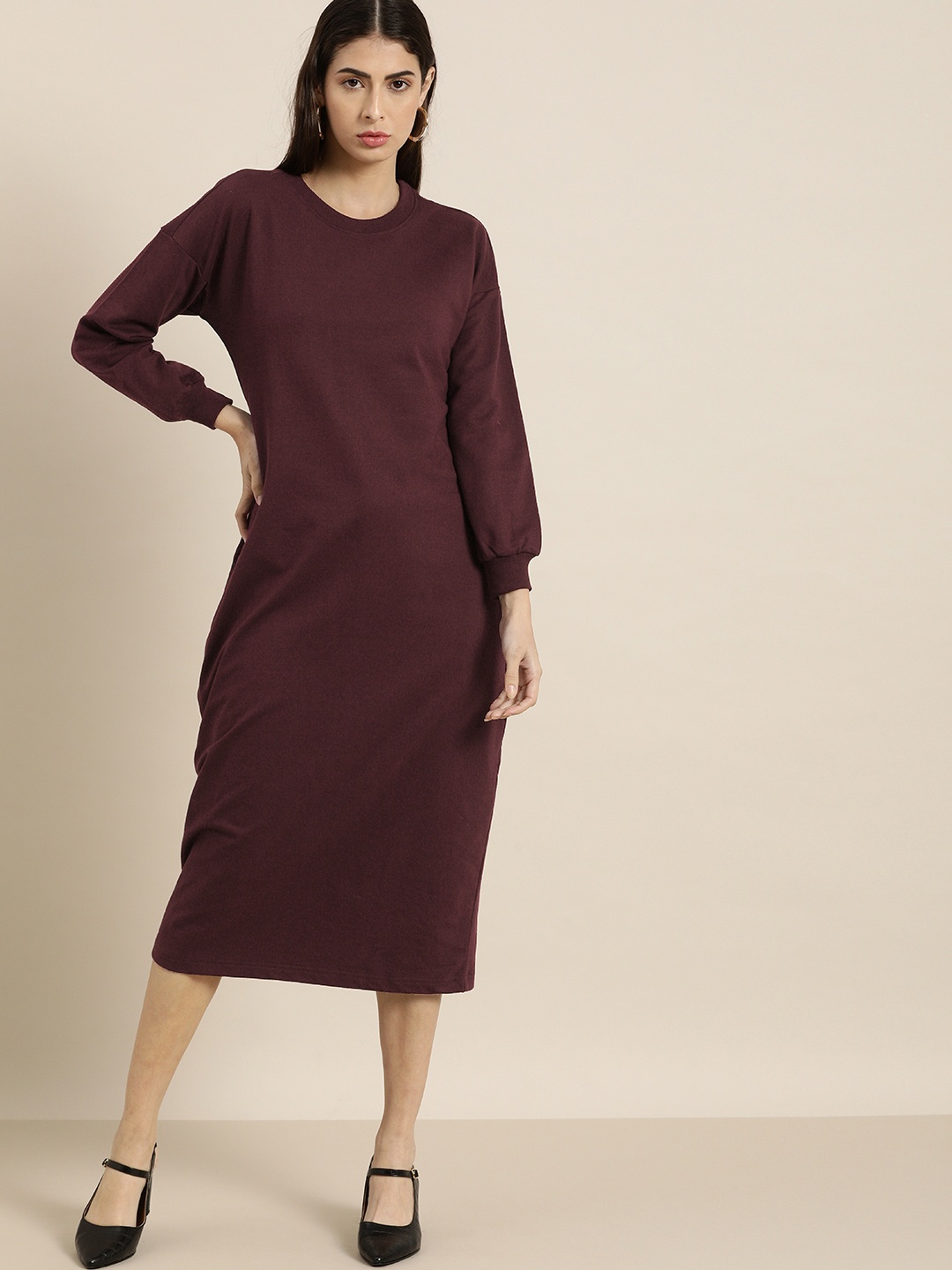 

DILLINGER Burgundy Midi Jumper Dress