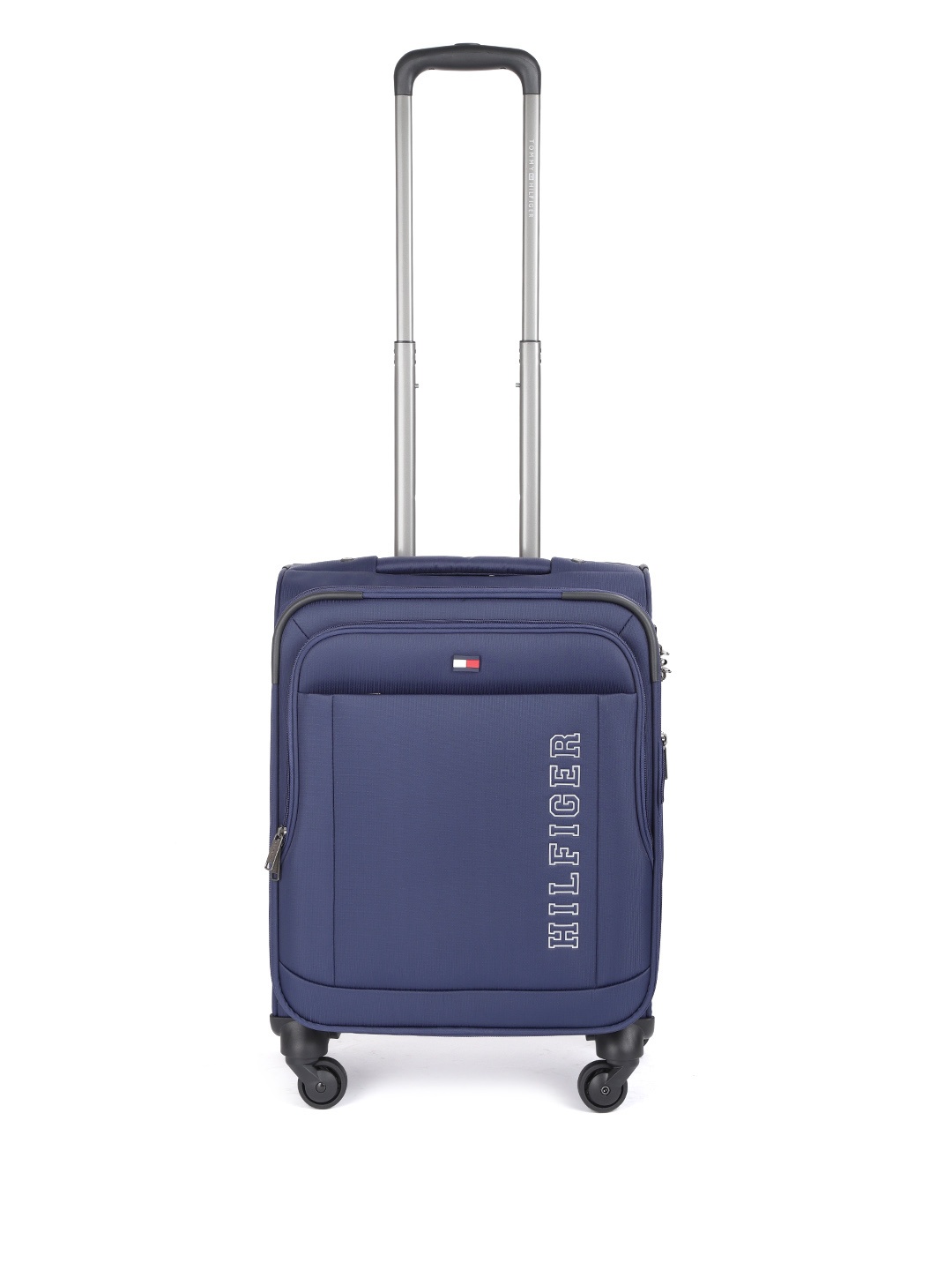 

Tommy Hilfiger Navy Blue Brand Logo 4 Wheels 360-Degree Rotation Cabin Trolley Bag