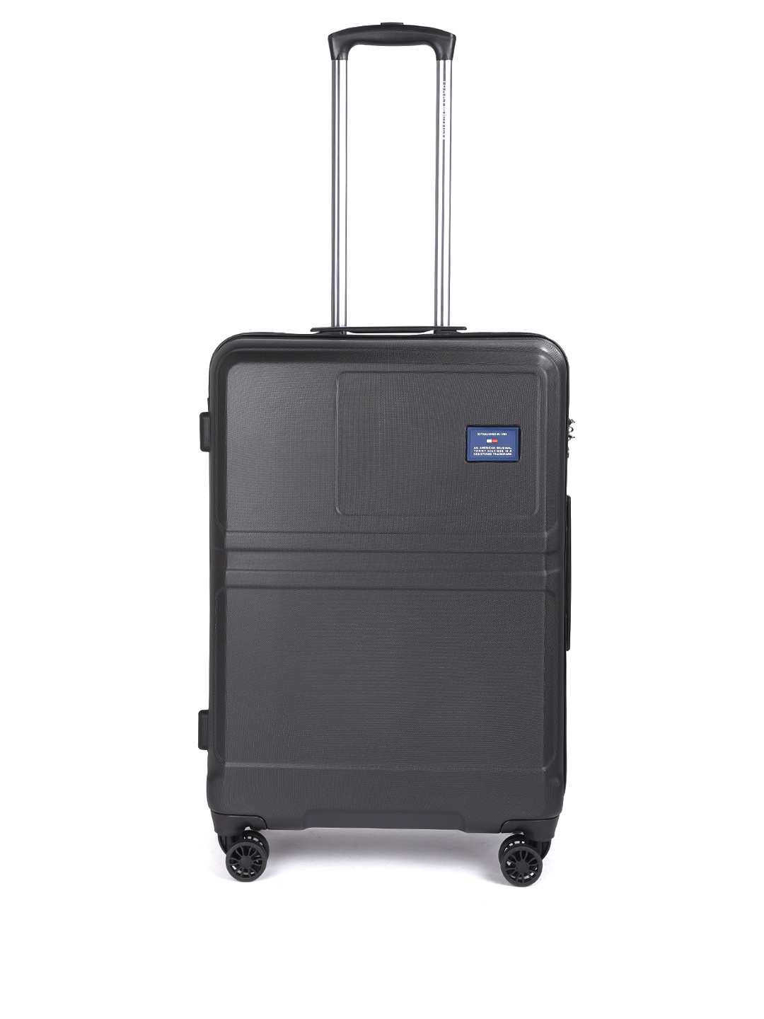 

Tommy Hilfiger Unisex Black Hard Luggage 360-Degree Skate 4-Wheel Medium Trolley Suitcase