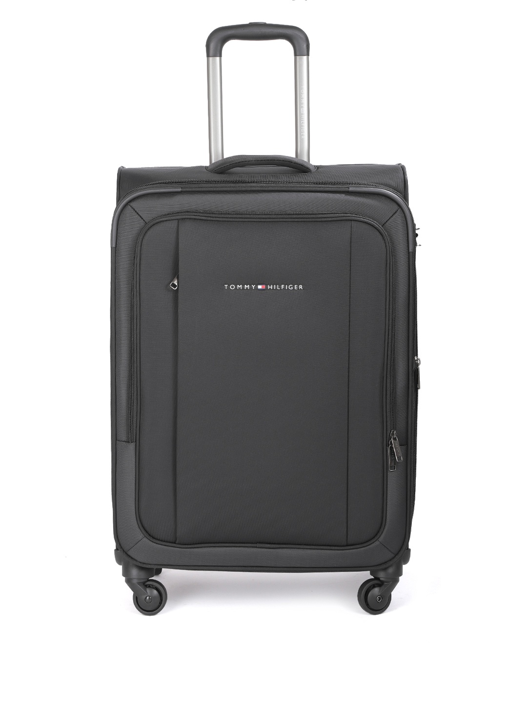 

Tommy Hilfiger Unisex Black Solid Soft 4 Wheels 360-Degree Rotation Medium Trolley Bag