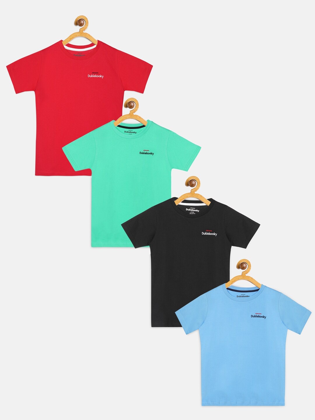

DukieKooky Boys Pack of 4 Solid Round Neck T-shirts, Blue