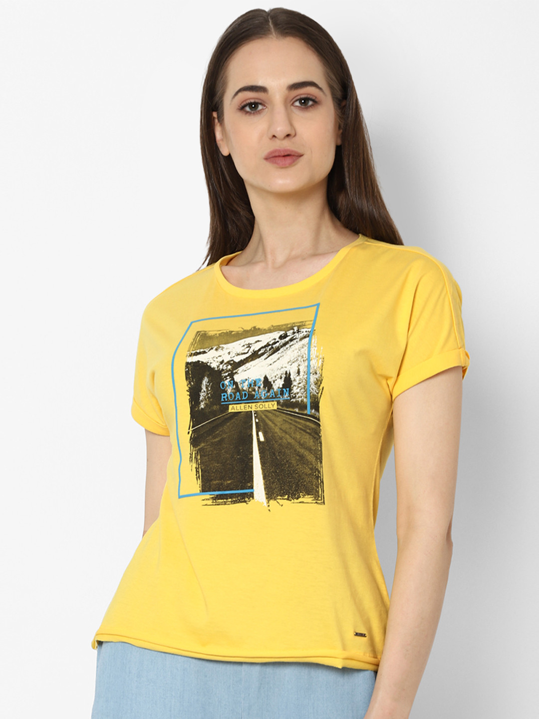 

Allen Solly Woman Women Yellow Printed T-shirt