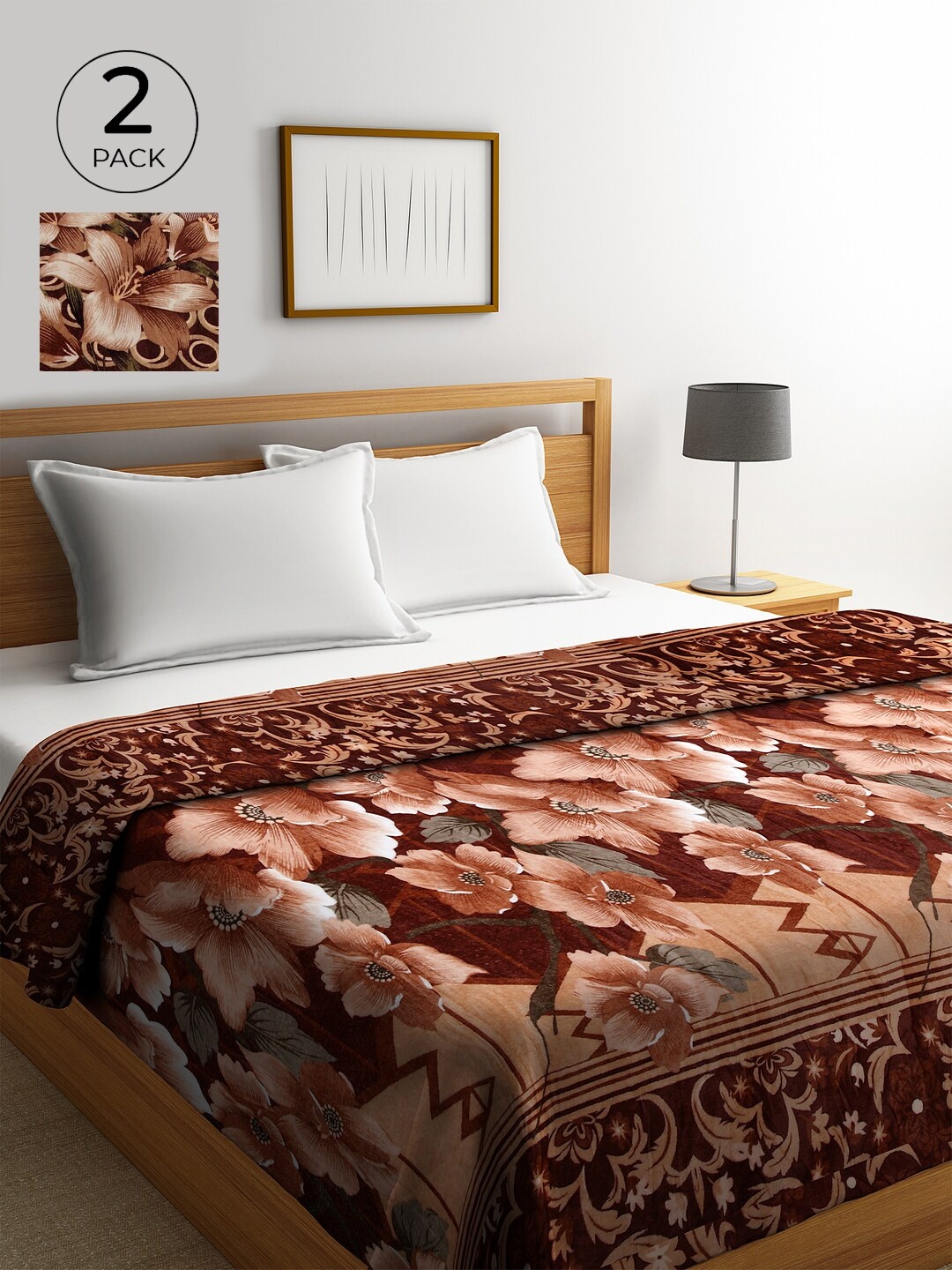 

KLOTTHE Multicoloured Set of 2 Floral AC Room 233 GSM Double Bed Comforter, Multi