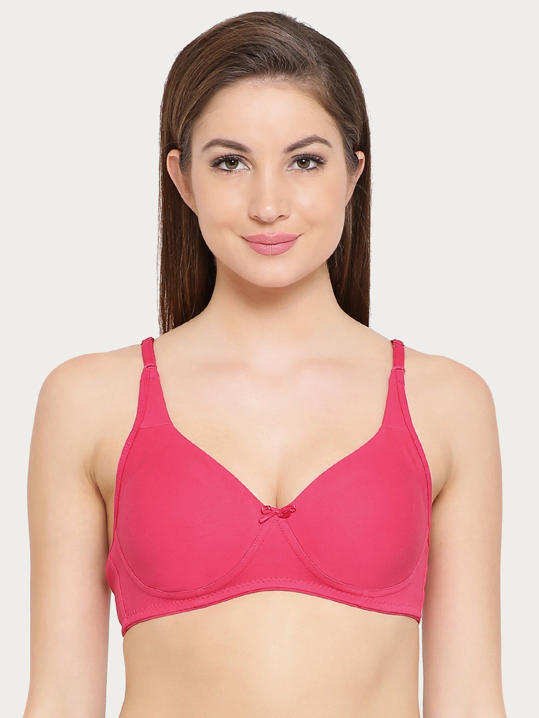 

Clovia Cotton Rich Non-Padded Non-Wired Bra With Double Layered Cups, Pink