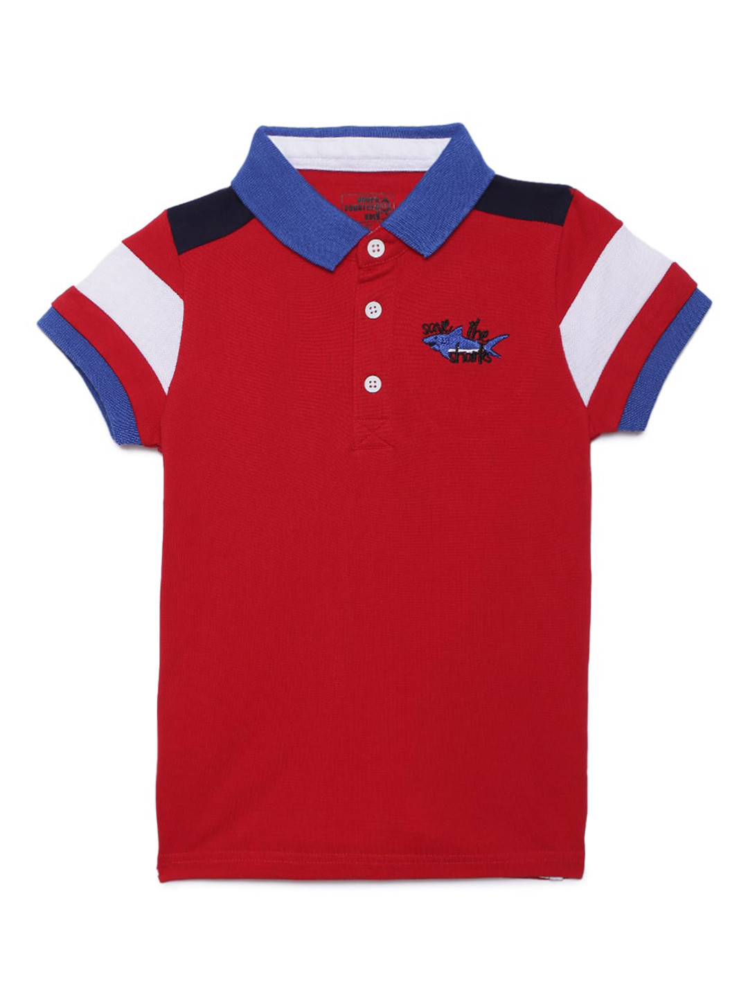 

UNDER FOURTEEN ONLY Boys Red Pure Cotton Solid Polo Collar T-shirt
