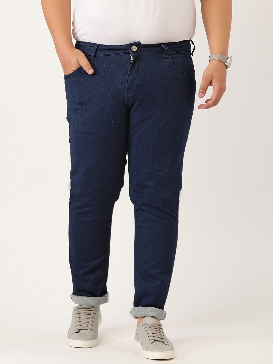 

Sztori Men Plus Size Navy Blue Stretchable Jeans