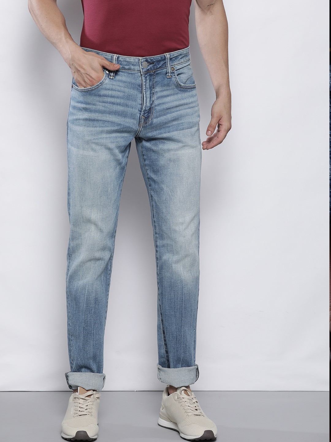 

AMERICAN EAGLE OUTFITTERS Men Blue Slim Straight Fit Stretchable Jeans