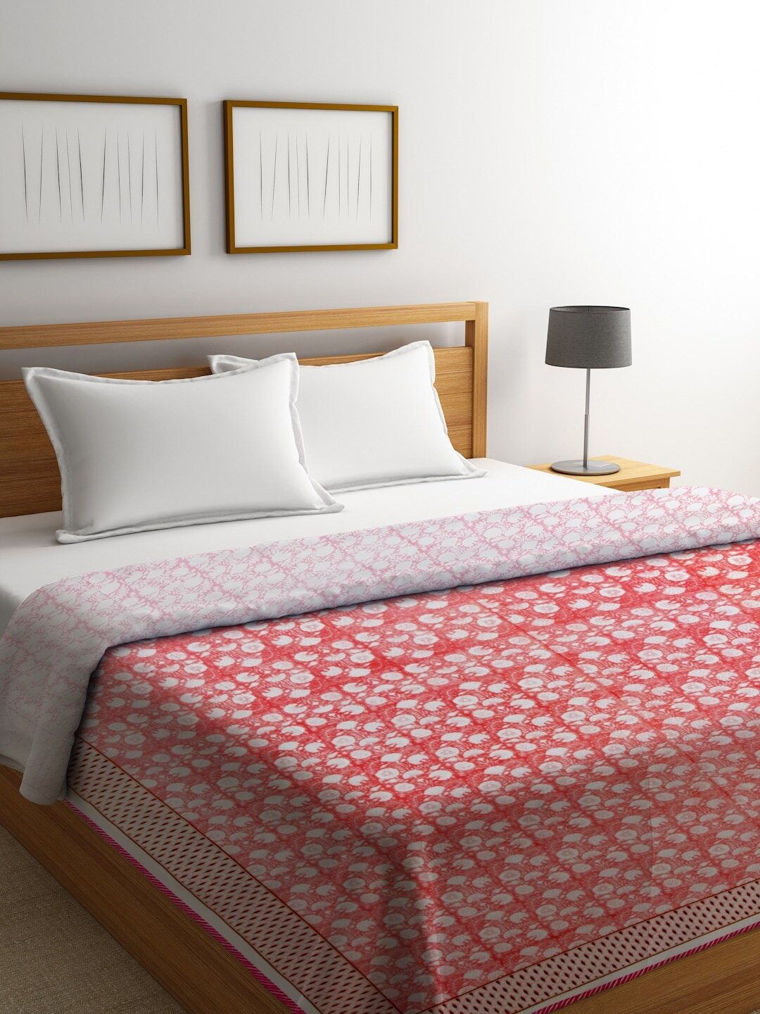 

Rajasthan Decor Peach-Coloured & White Ethnic Motifs AC Room 120 GSM Double Bed Dohar