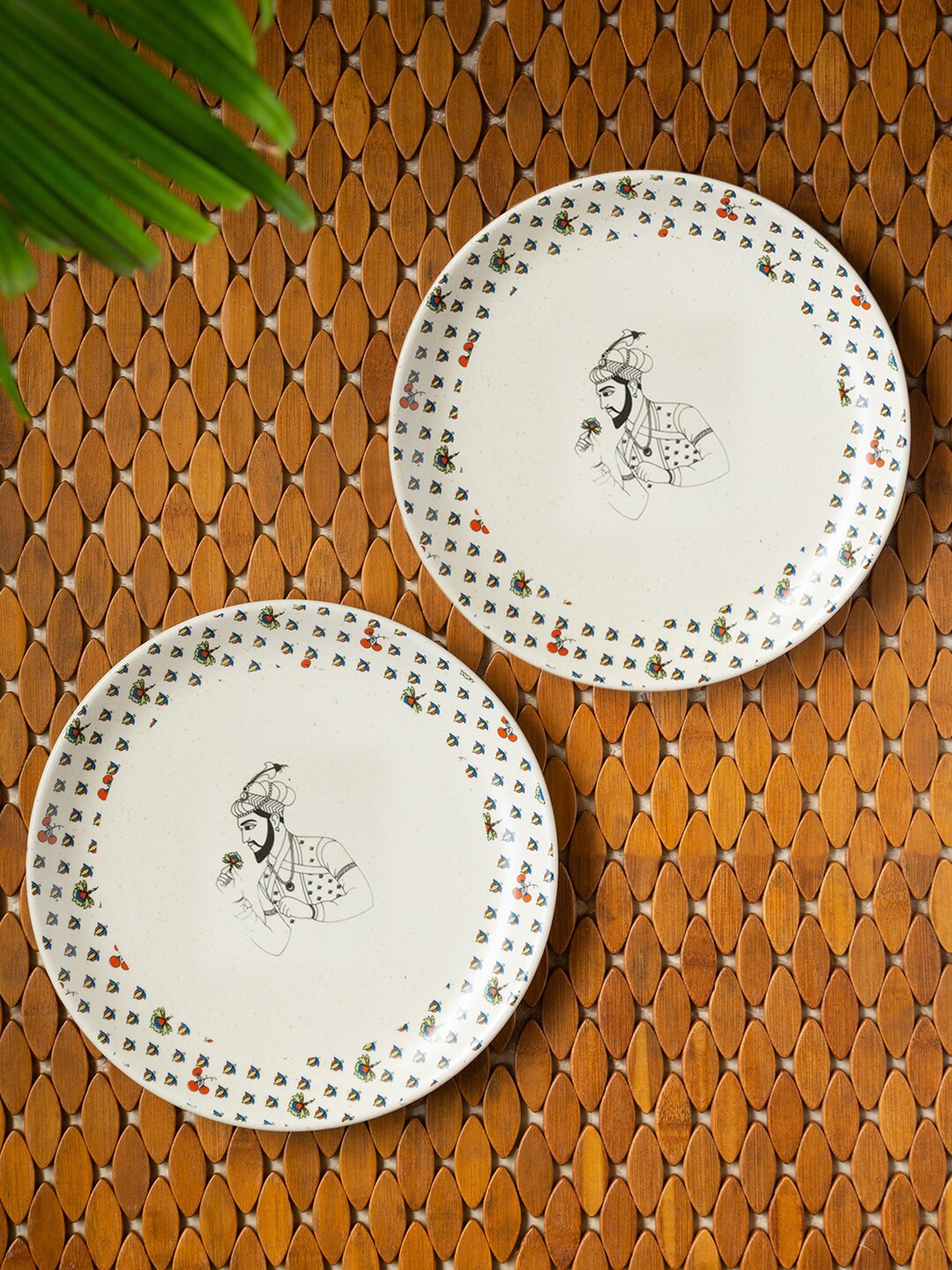 

ExclusiveLane Set of 2 Off White Handcrafted Ceramic Dinner Plates