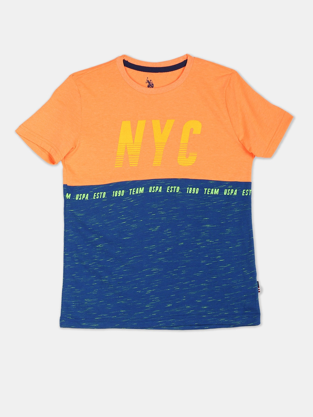 

U S Polo Assn Kids Boys Orange Colourblocked T-shirt