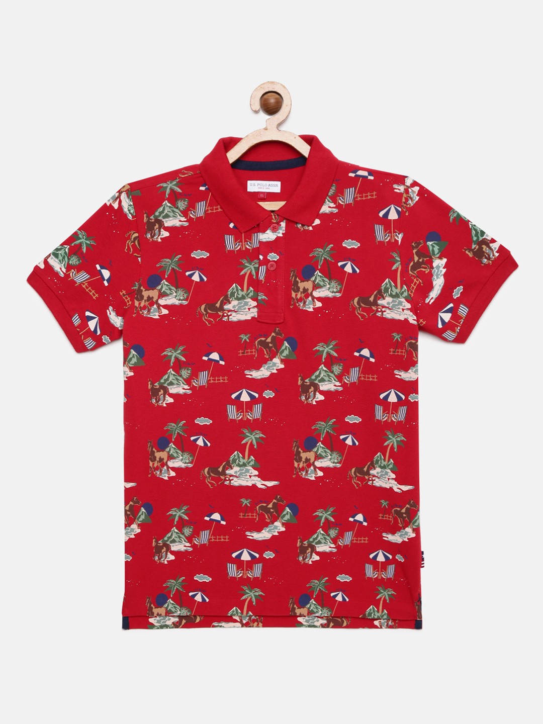

U S Polo Assn Kids Boys Red Polo Collar T-shirt
