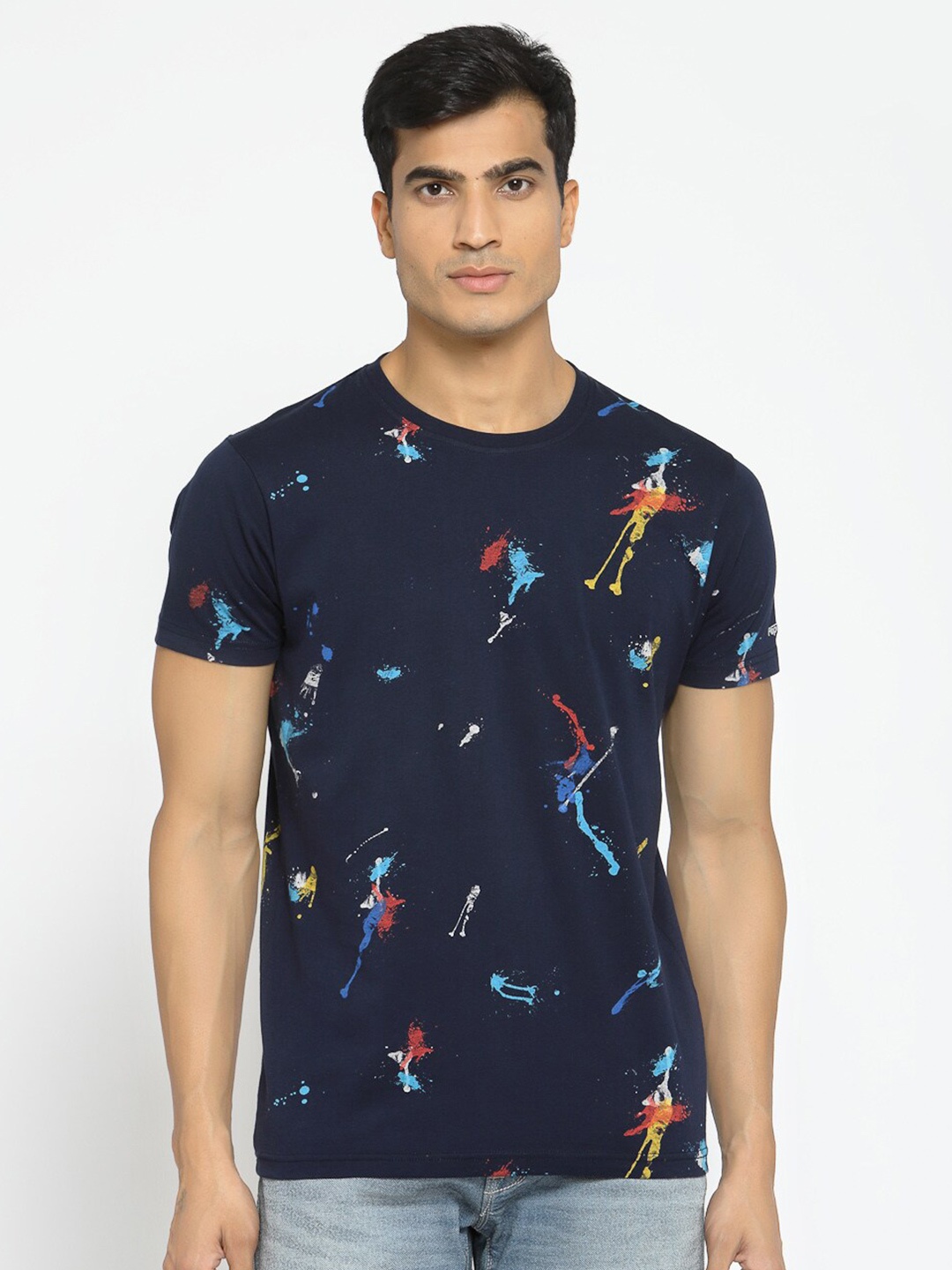 

Pepe Jeans Men Navy Blue Printed Round Neck T-shirt