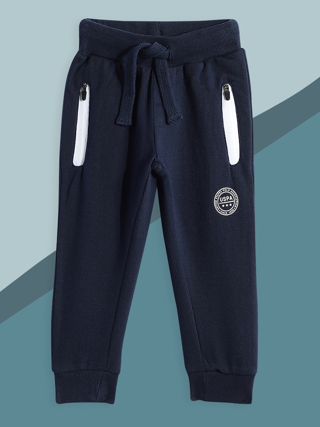 

U.S. Polo Assn. Kids Boys Navy Blue Solid Pure Cotton Track Pants