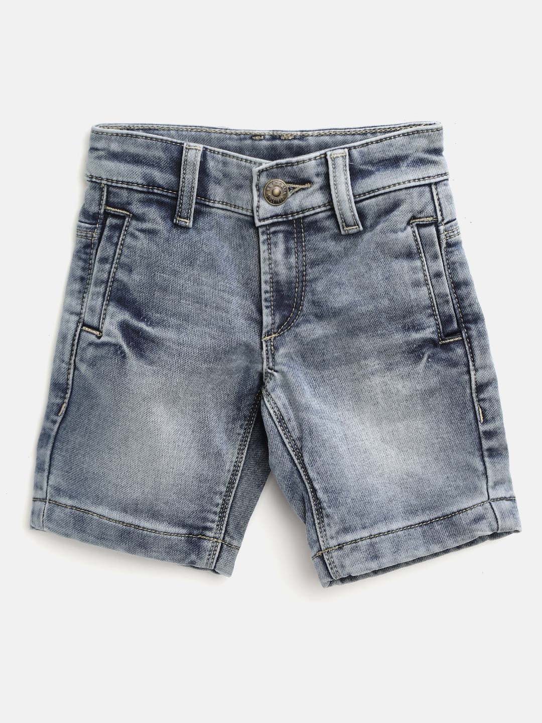 

U S Polo Assn Kids Boys Blue Washed Mid-Rise Denim Shorts