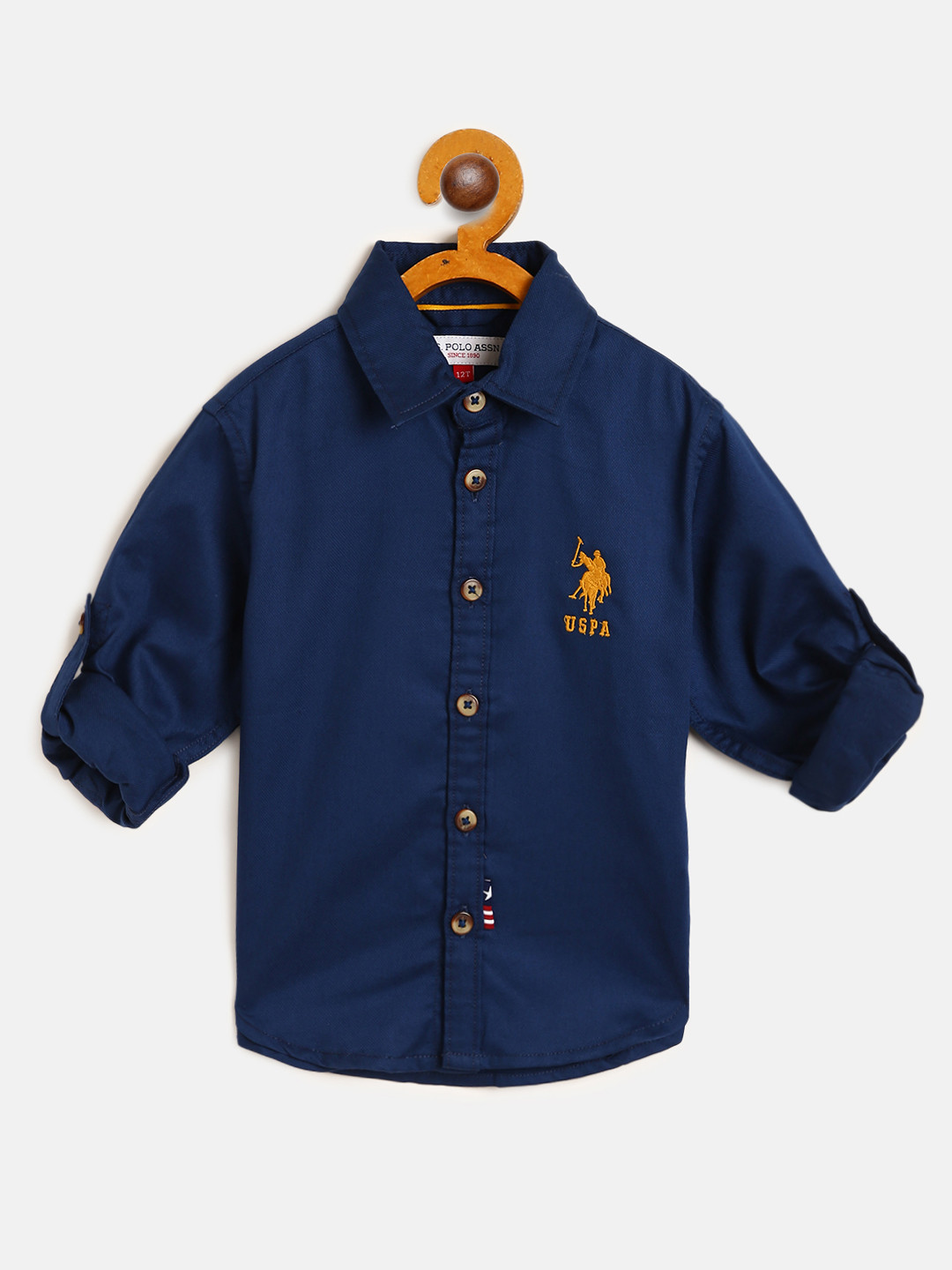 

U S Polo Assn Kids Boys Navy Blue Solid Cotton Casual Shirt