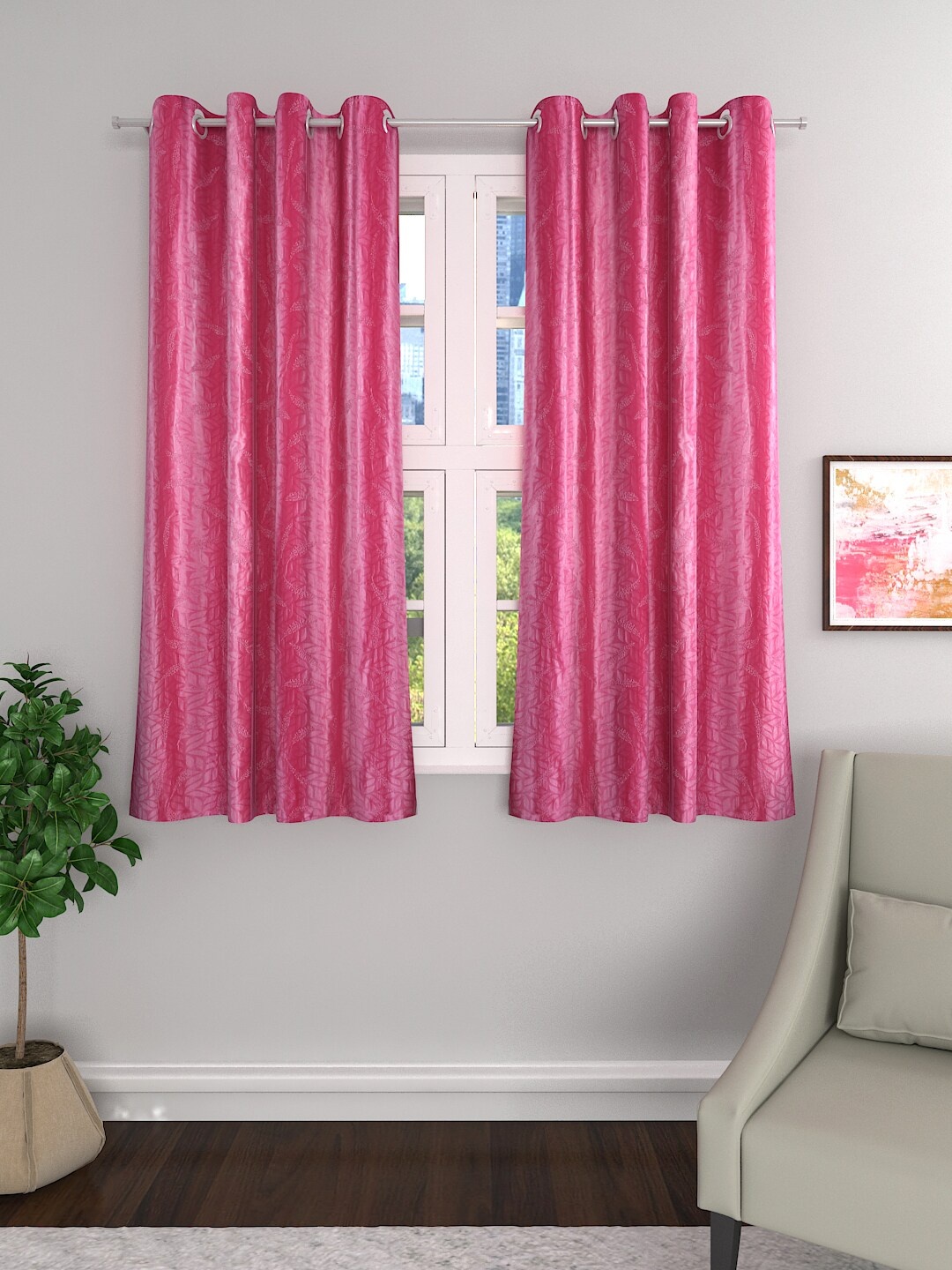 

ROMEE Pink Set of 2 Room Darkening Window Curtains