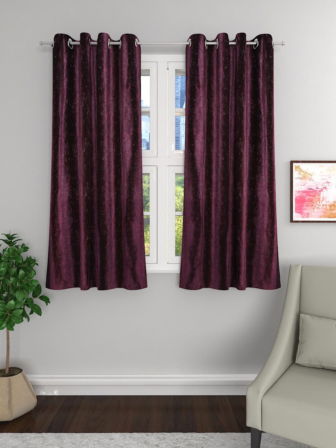 

ROMEE Purple Set of 2 Room Darkening Window Curtains