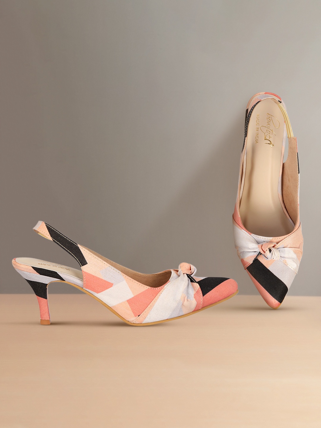 

Bowtoes Women Multicoloured Colourblocked Slingback Pumps, Multi