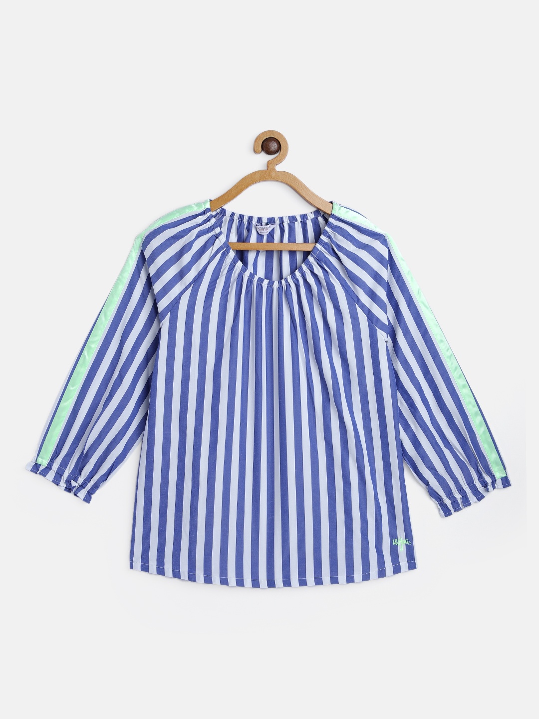 

U.S. Polo Assn. Kids Girls Blue & White Striped Regular Top