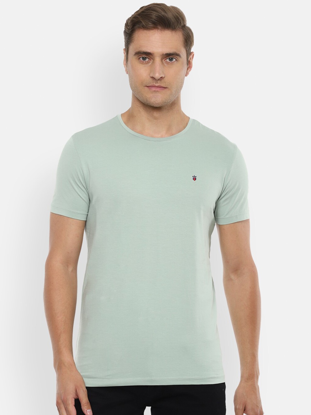 

Louis Philippe Jeans Men Green Pure Cotton Solid Round Neck Pure Cotton T-shirt