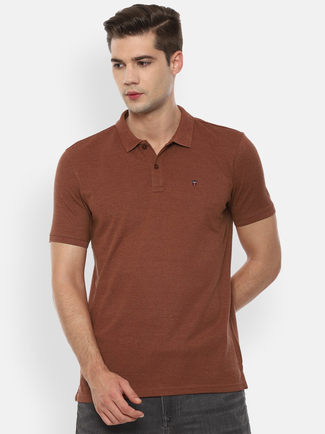 

Louis Philippe Sport Men Brown Pure Cotton Polo Collar Pure Cotton T-shirt