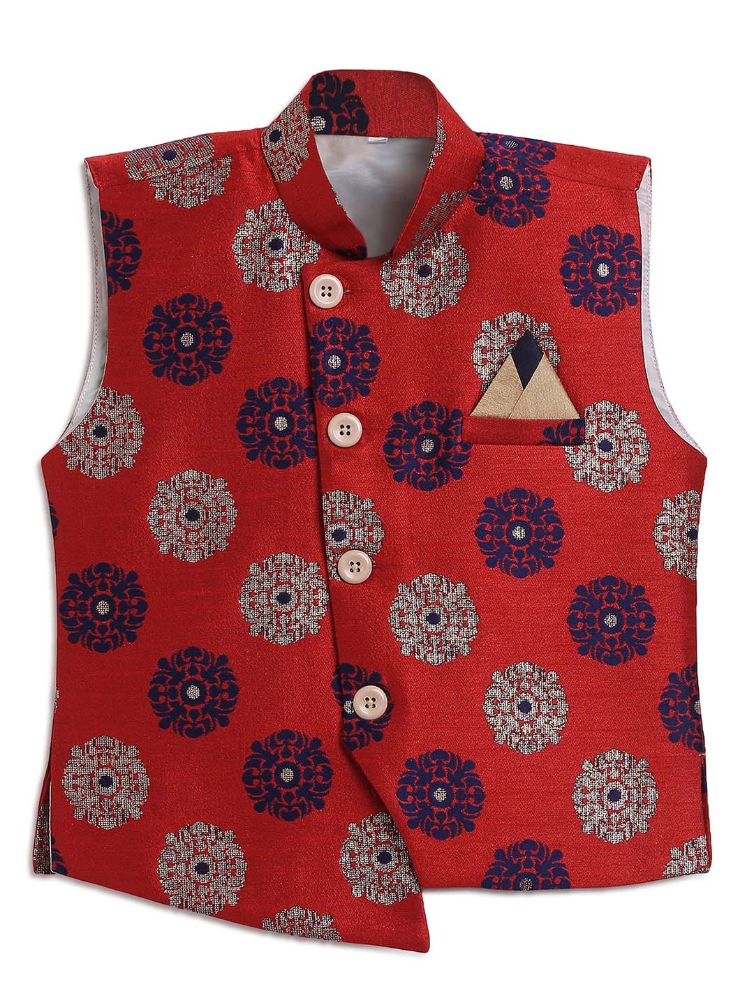 

Aj DEZInES Boys Black & Red Printed Nehru Jacket