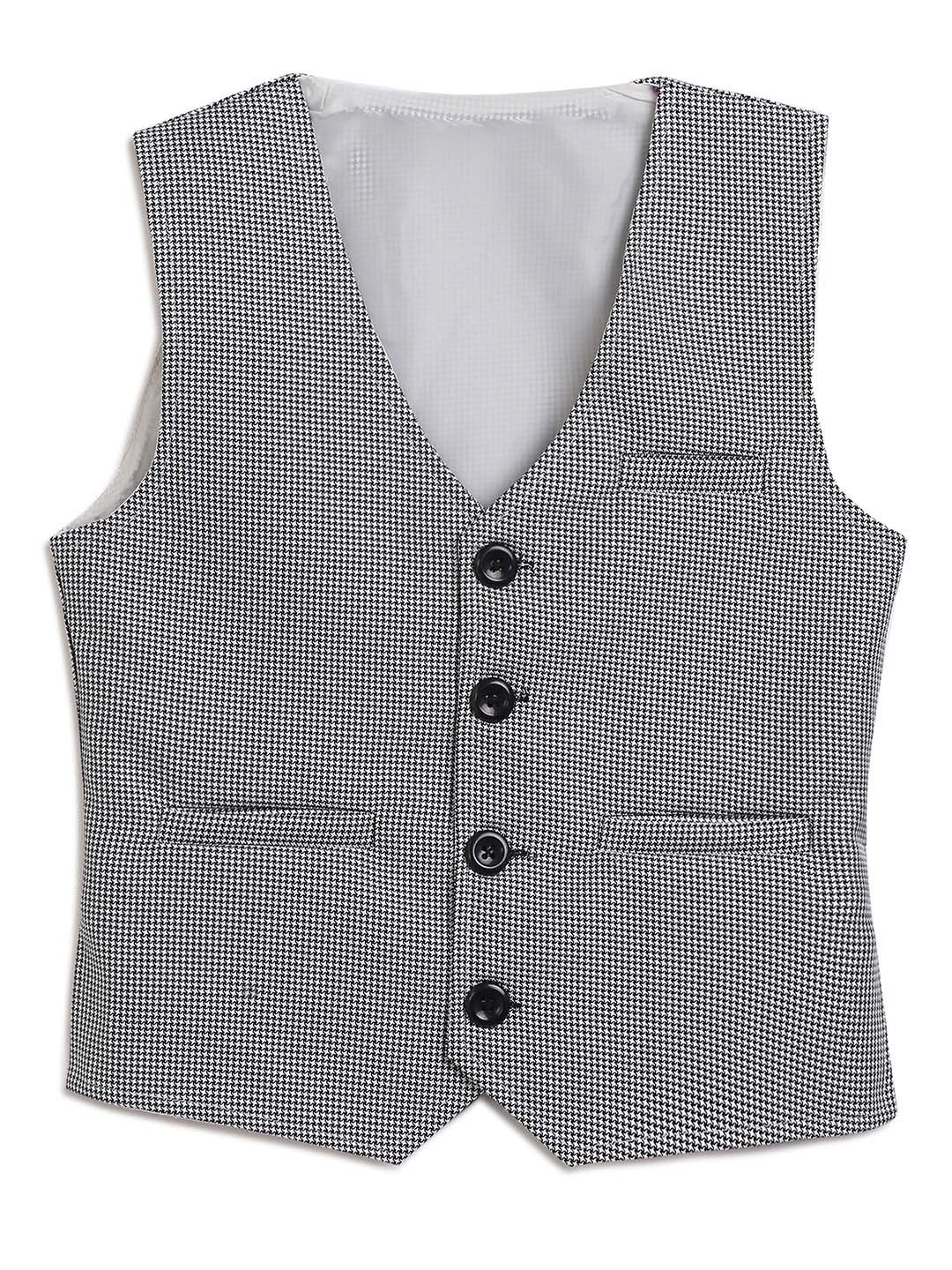 

Aj DEZInES Boys White & Black Checked Waistcoat