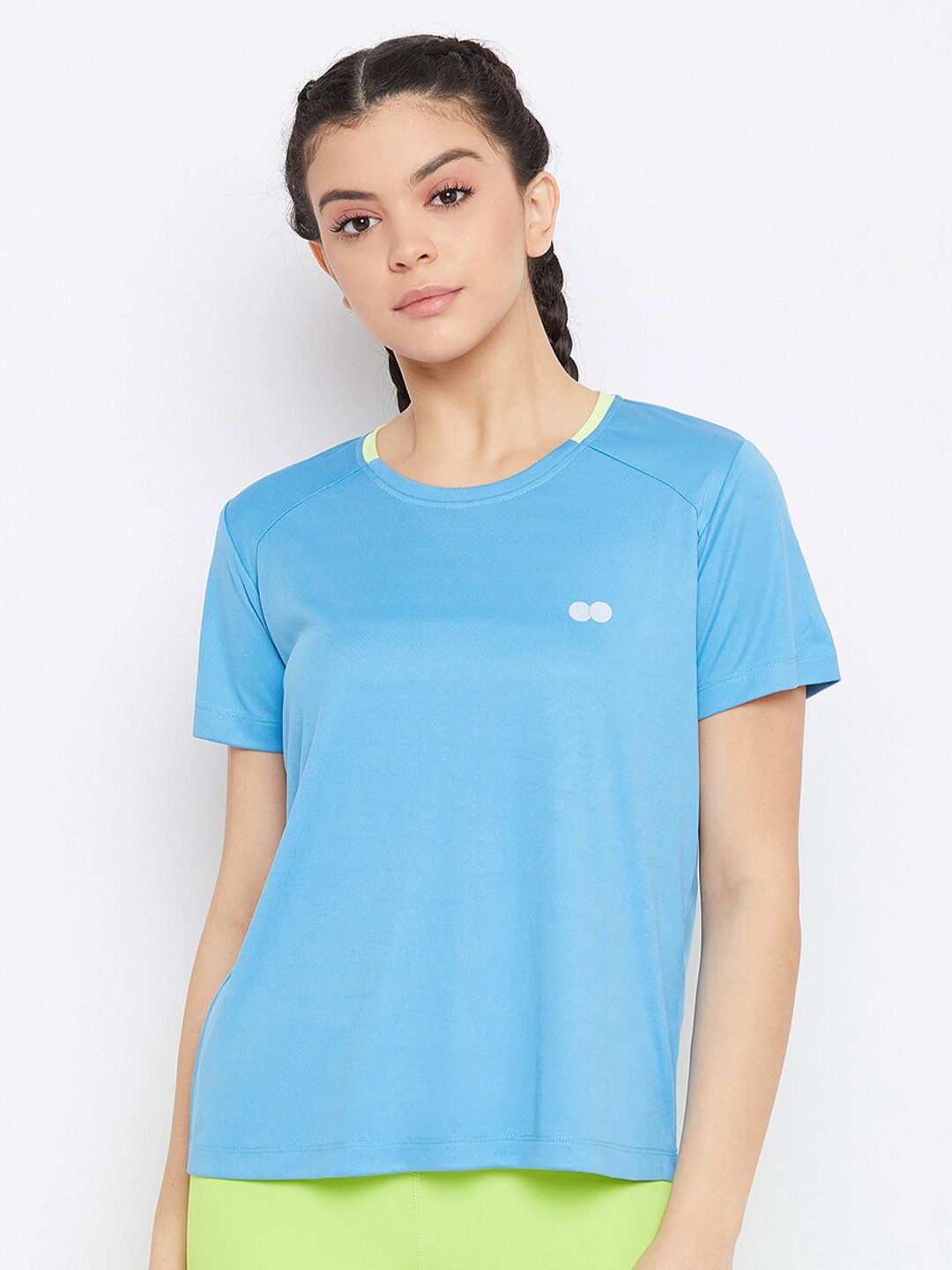 

Clovia Women Blue Solid Round Neck T-shirt