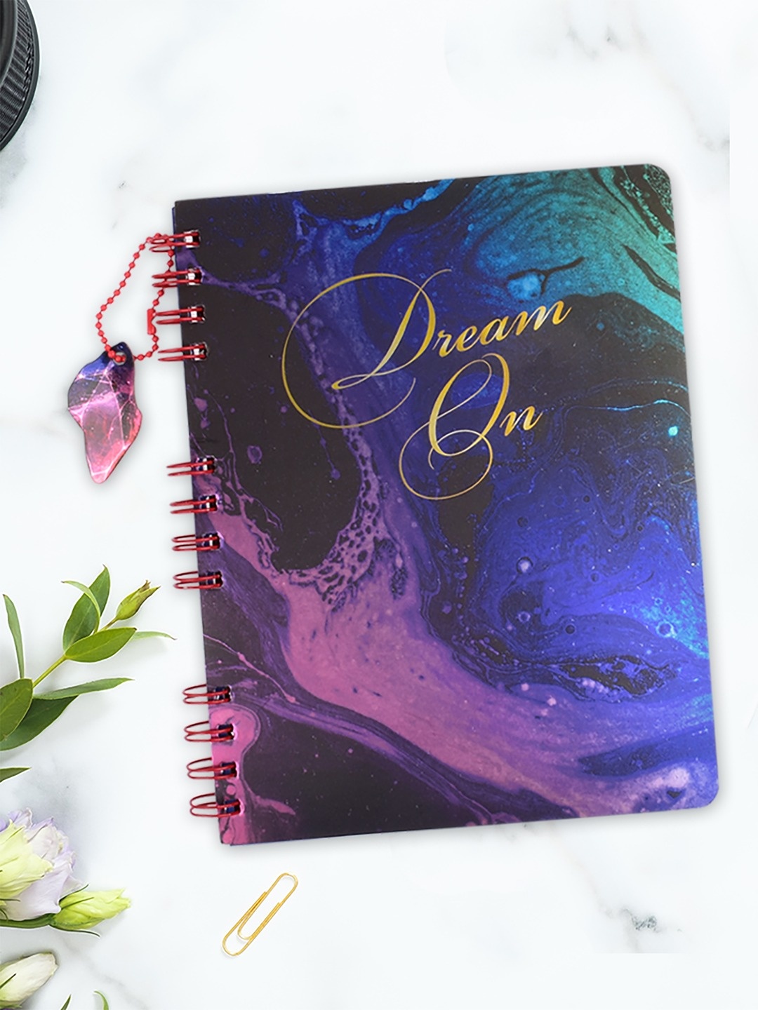 

Doodle Black & Blue Dream On Printed Mineral Art Notebook