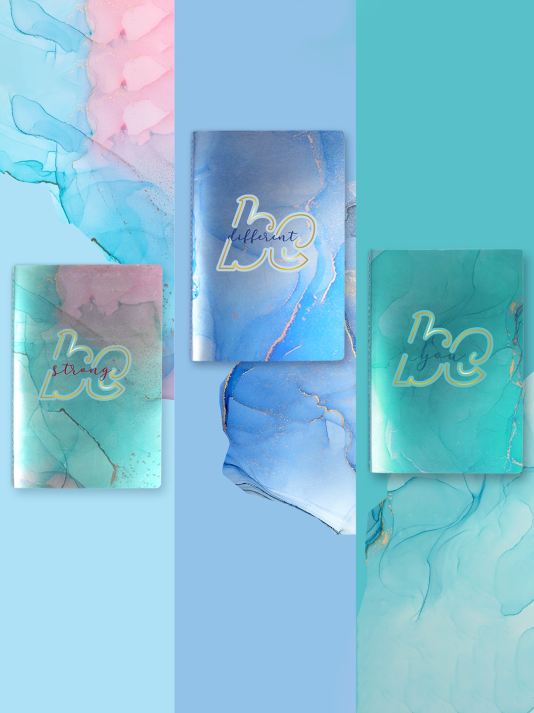 

Doodle Set Of 3 Sea Green & Blue Printed Bold Brace Notebooks