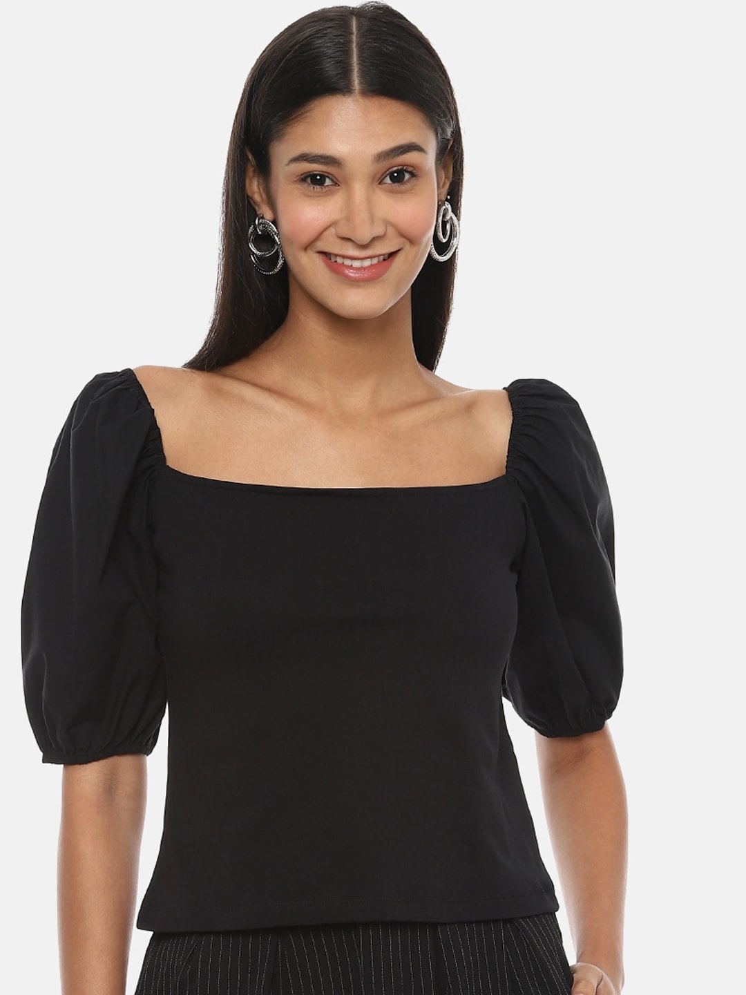 

Campus Sutra Black Regular Top