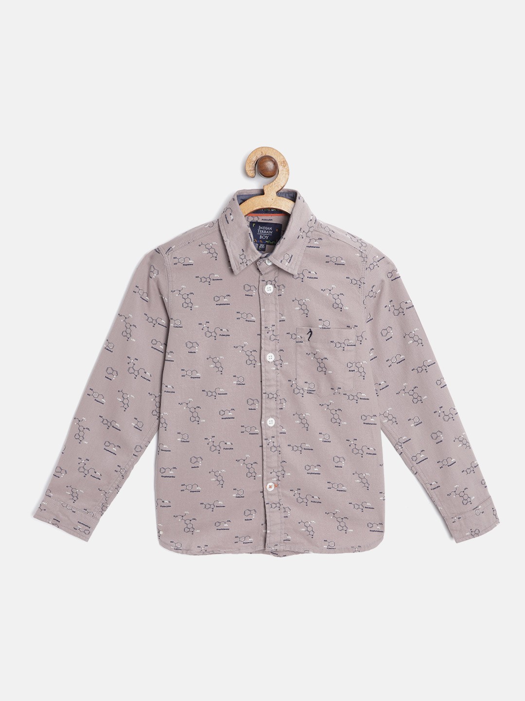 

Indian Terrain Boys Mauve & Navy Blue Cotton Printed Casual Shirt