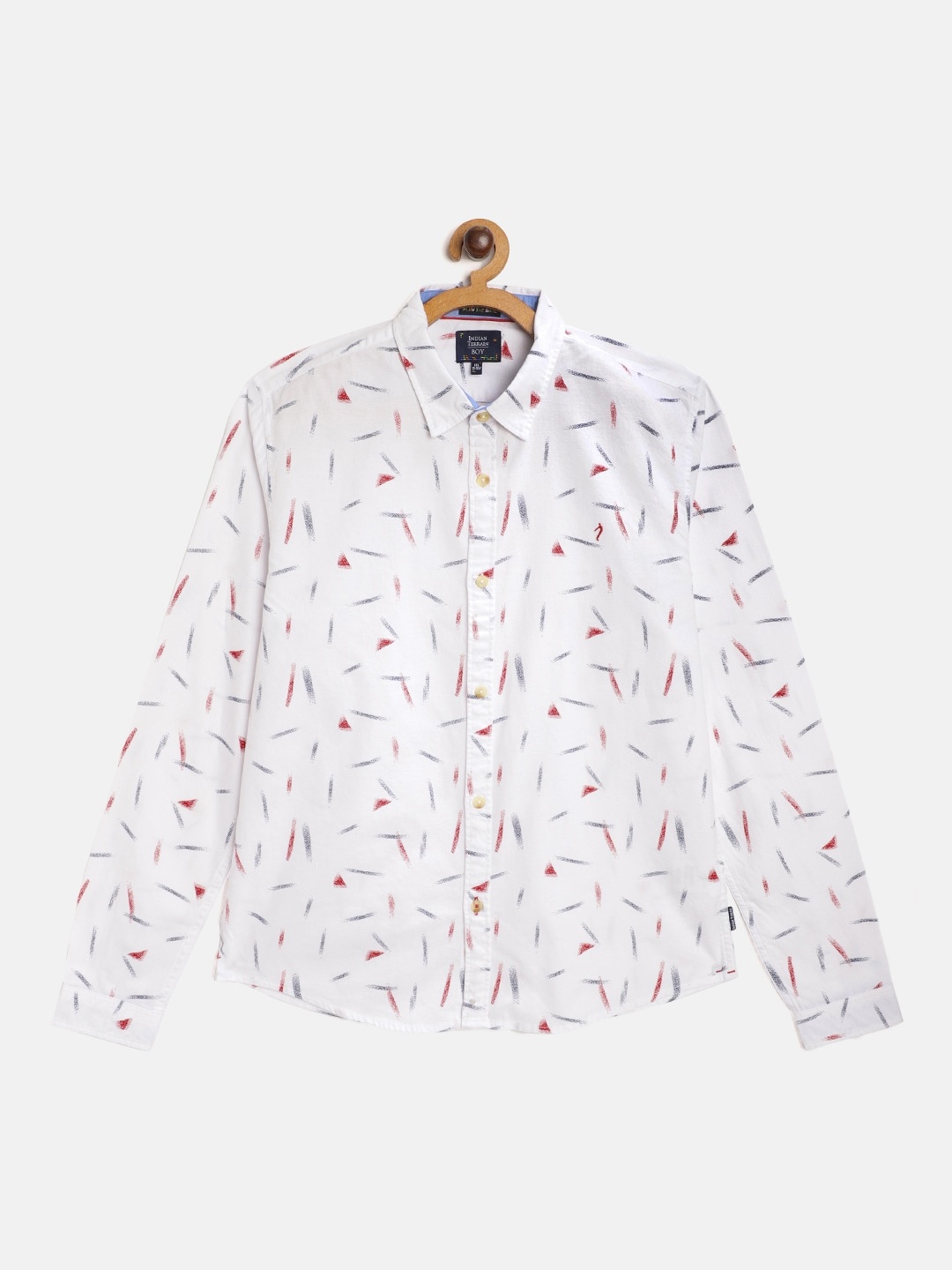 

Indian Terrain Boys White Pure Cotton Printed Casual Shirt