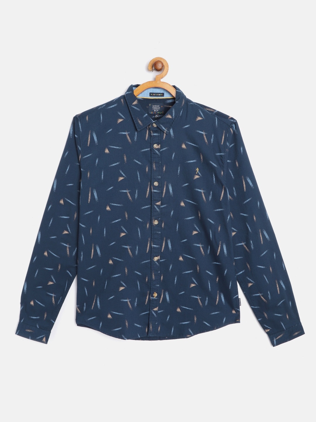 

Indian Terrain Boys Navy Blue Pure Cotton Printed Casual Shirt