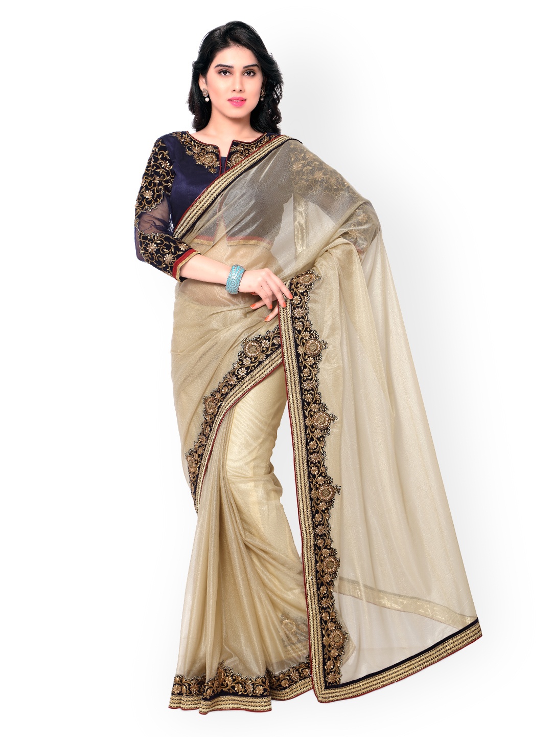 

Kalista Beige Embroidered Saree