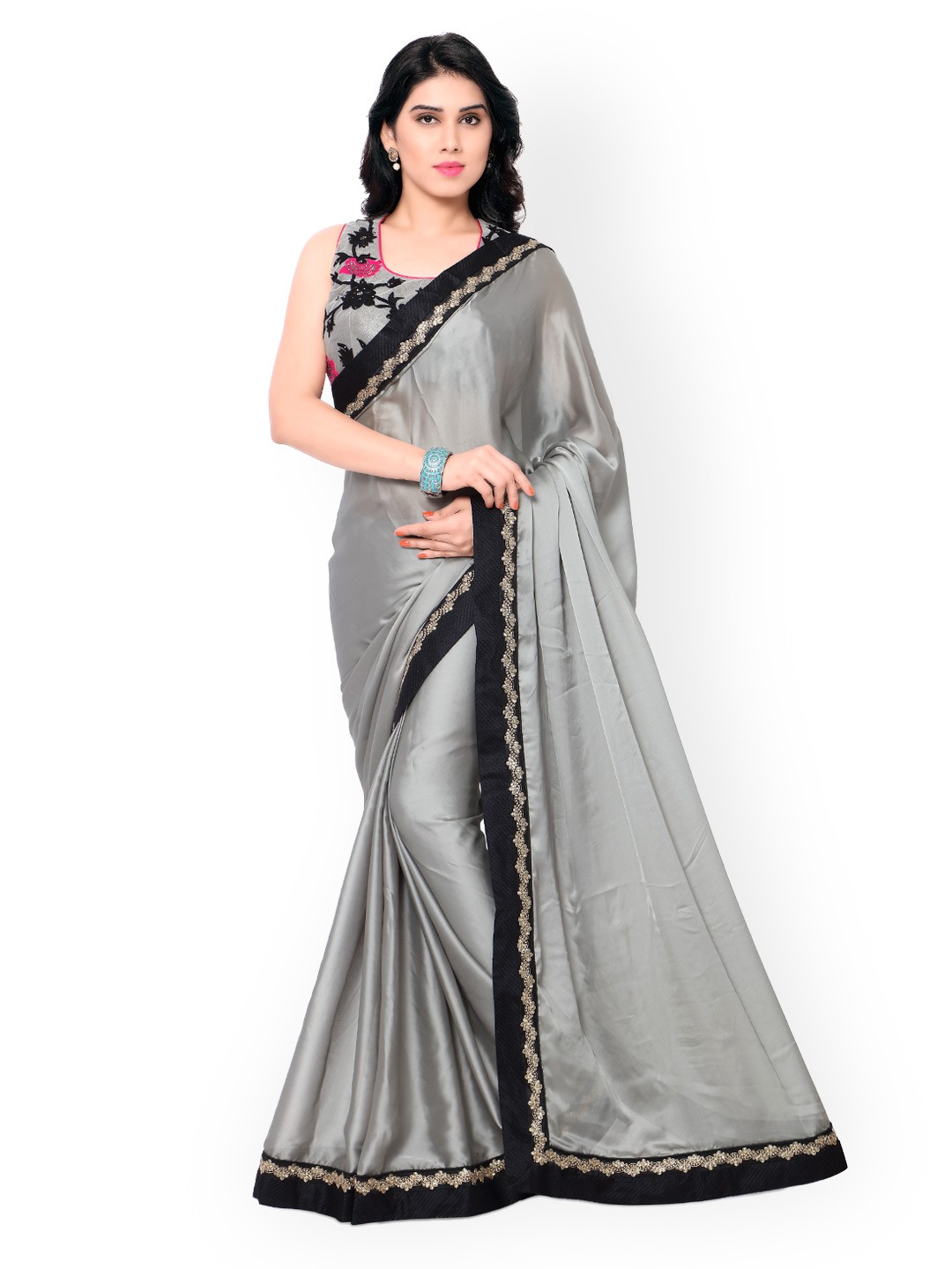 

Kalista Grey Satin & Georgette Saree