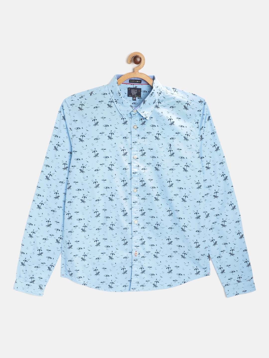 

Indian Terrain Boys Blue Cotton Printed Casual Shirt