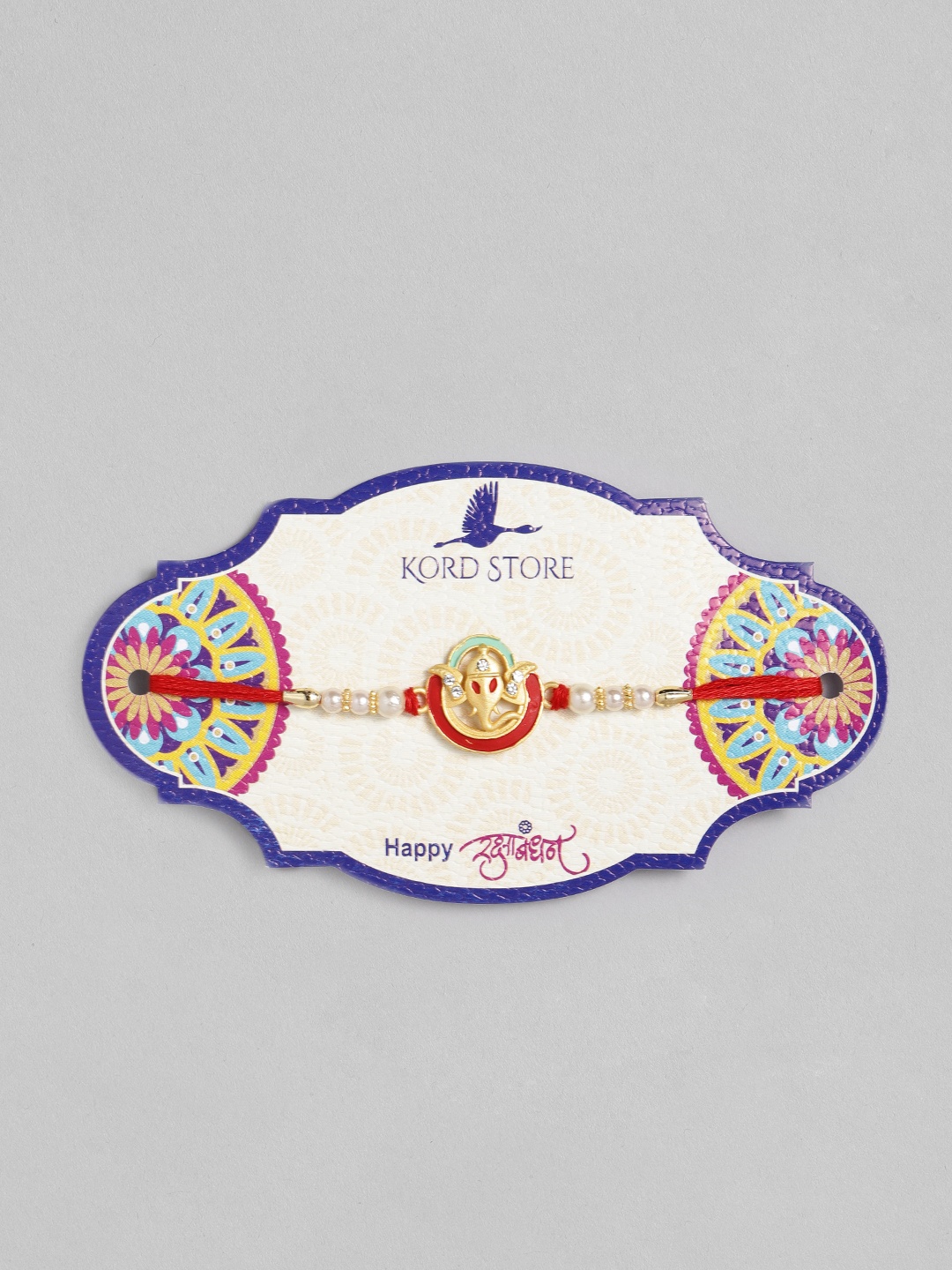 

Kord Store Red & Green Ganesh Design Beaded Thread Rakhi