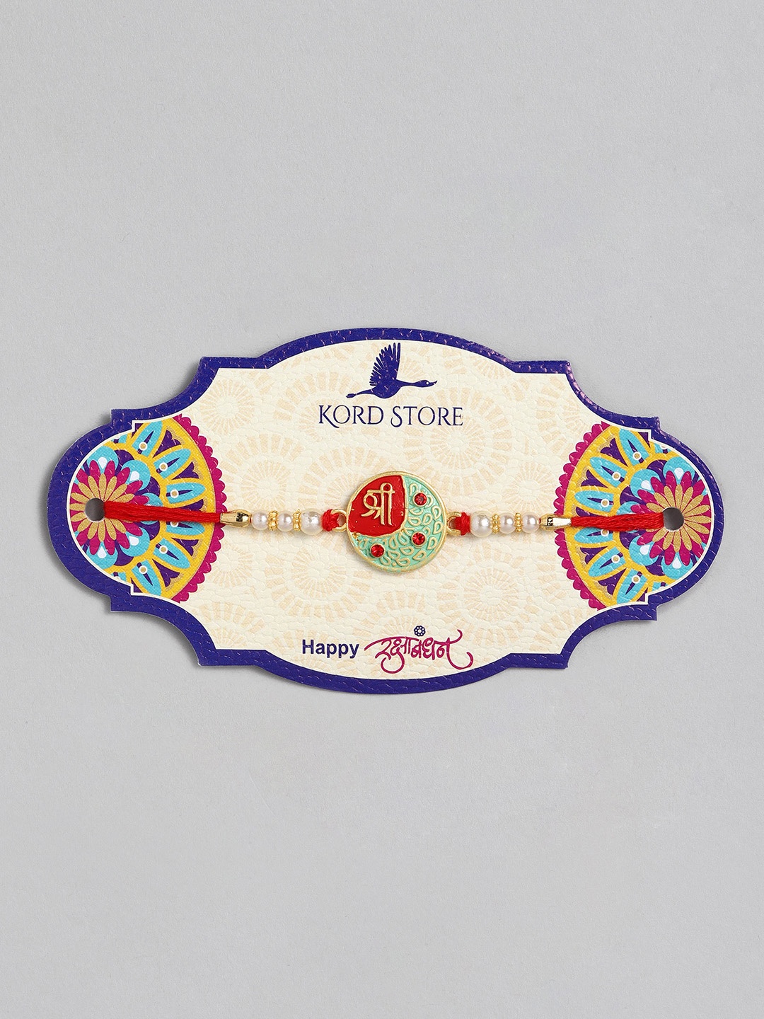 

Kord Store Red & Green Beaded Thread Rakhi