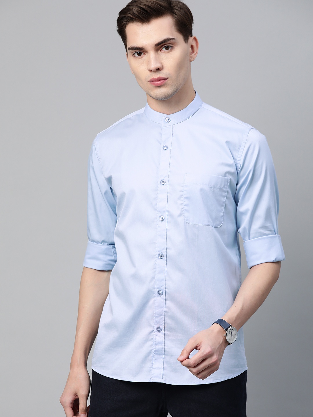 

DENNISON Men Blue Smart Slim Fit Pure Cotton Water & Stain Repellent Casual Shirt
