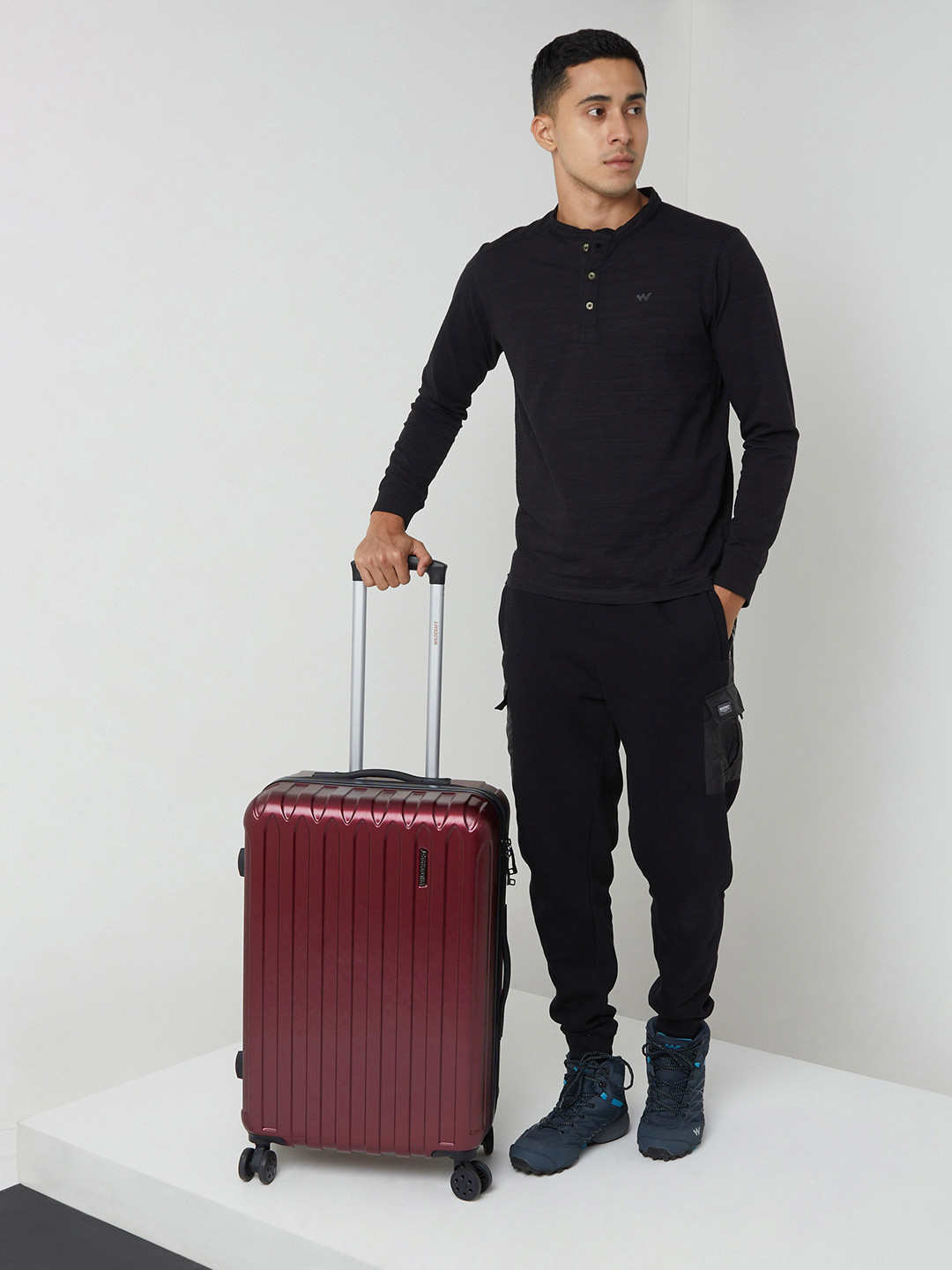 

Wildcraft Pegasi Textured Hard Medium Trolley Suitcase, Burgundy