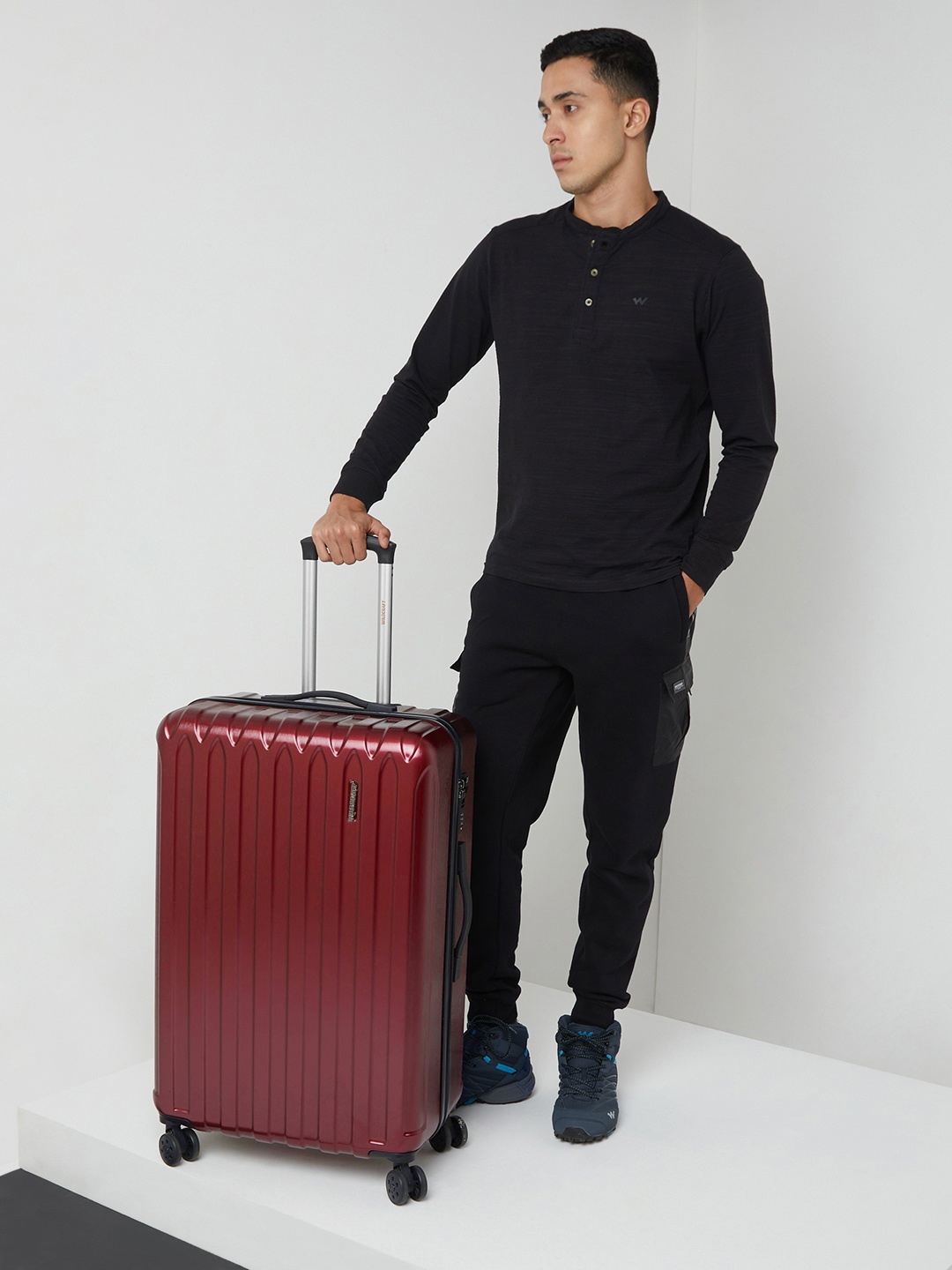 

Wildcraft Pegasi Textured Hard Large Trolley Suitcase, Burgundy