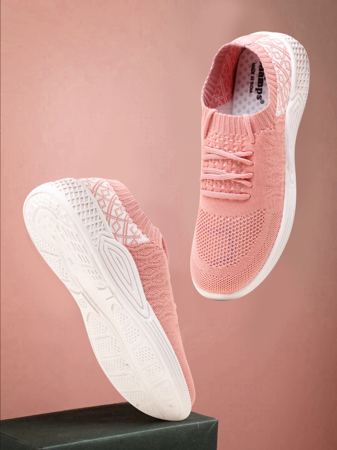 

Champs Women Peach-Coloured Woven Design Sneakers