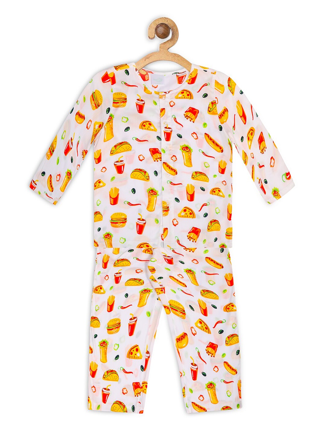 

Nigh Nigh Boys Multicoloured Fast Food Printed Sustainable Night Suit, Multi