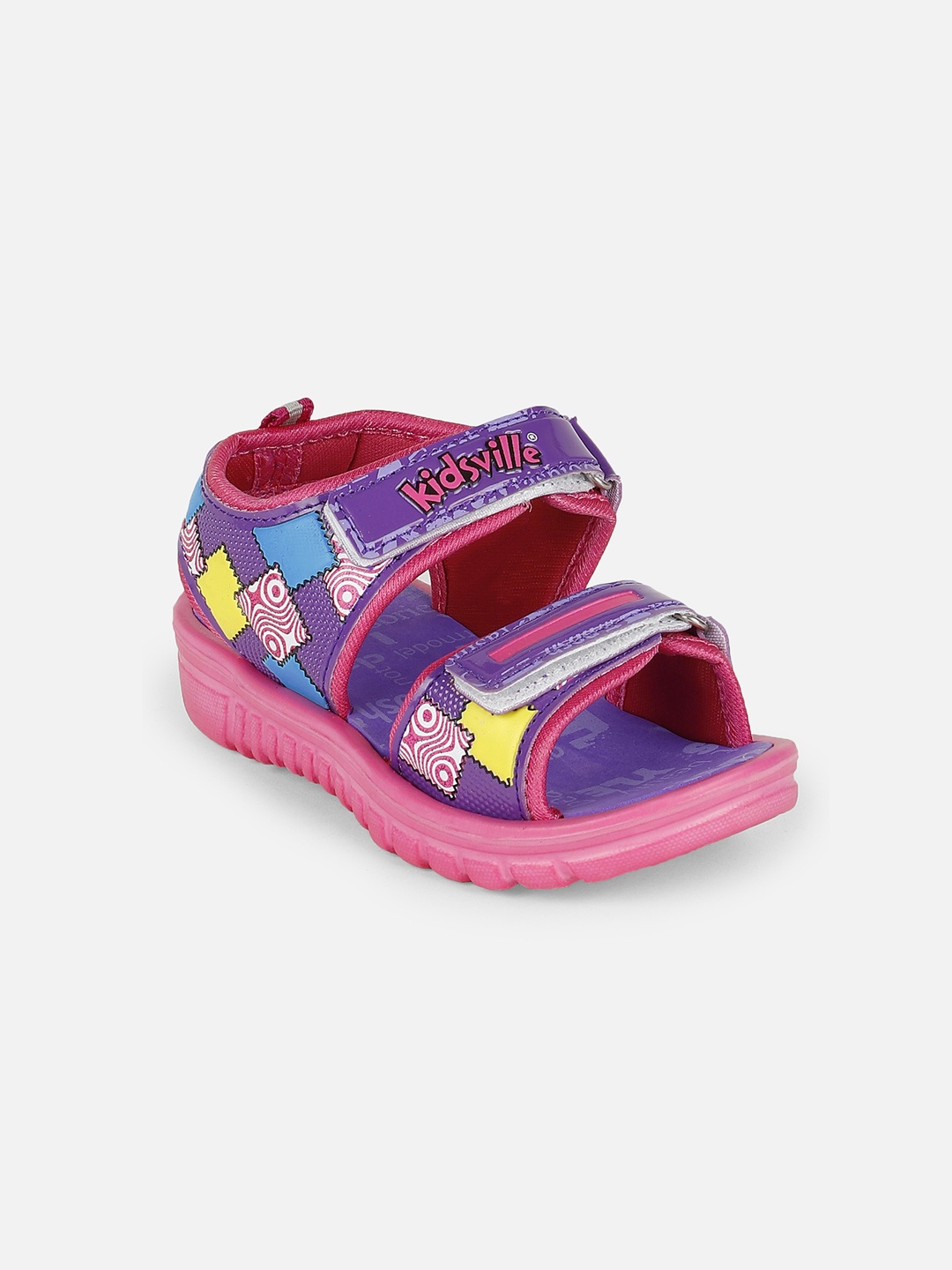

Kids Ville Girls Pink & Purple Printed Open Toe Flats