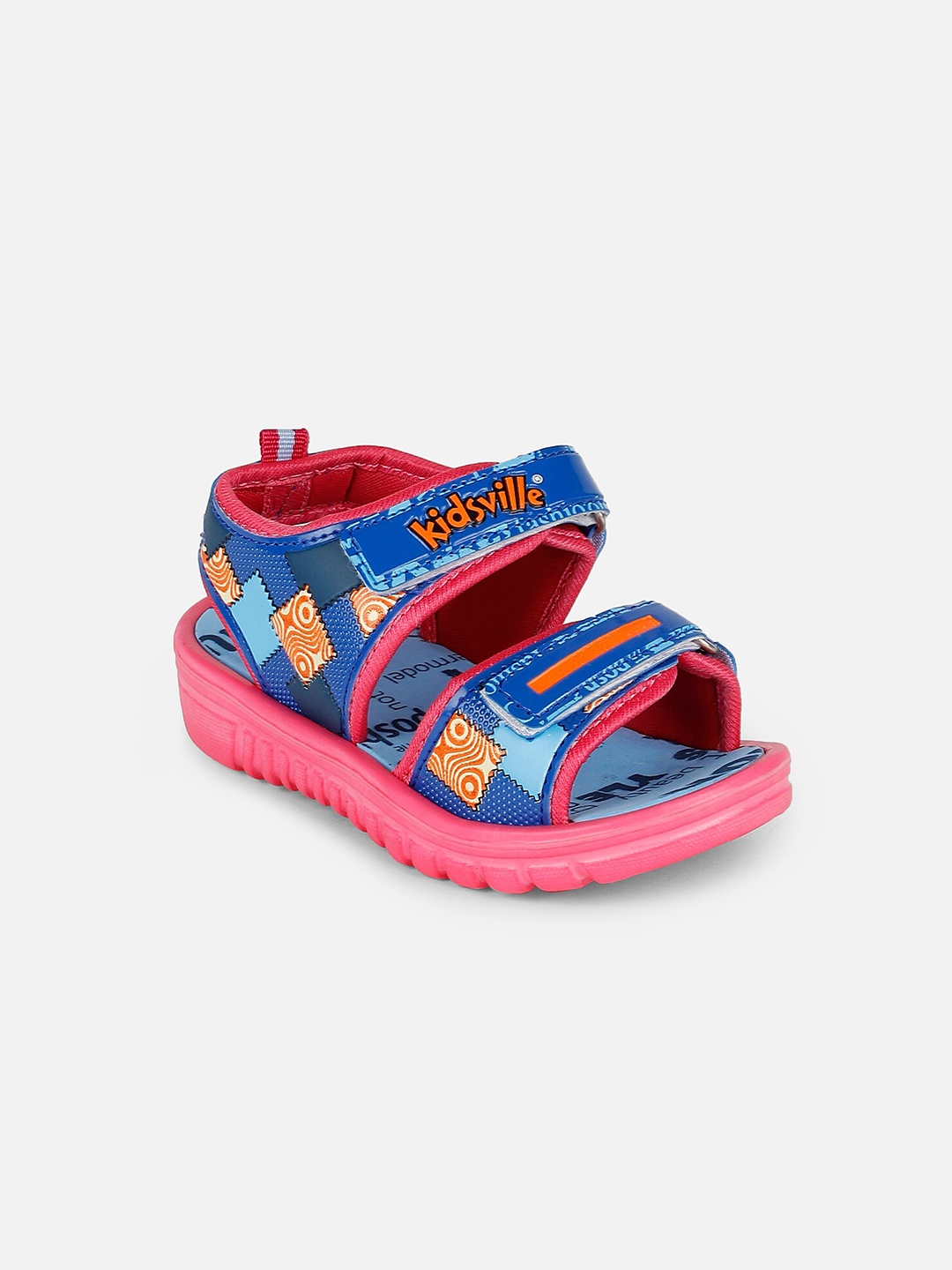 

Kids Ville Girls Blue & Pink Printed Open Toe Flats