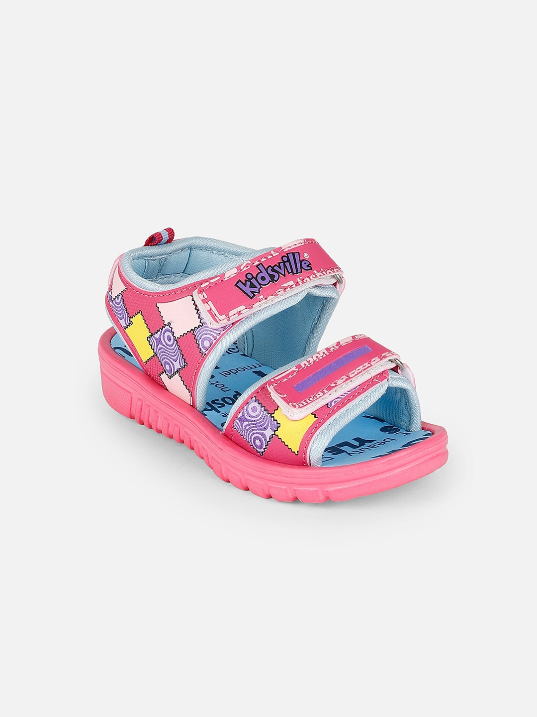 

Kids Ville Girls Pink & Blue Printed Open Toe Flats