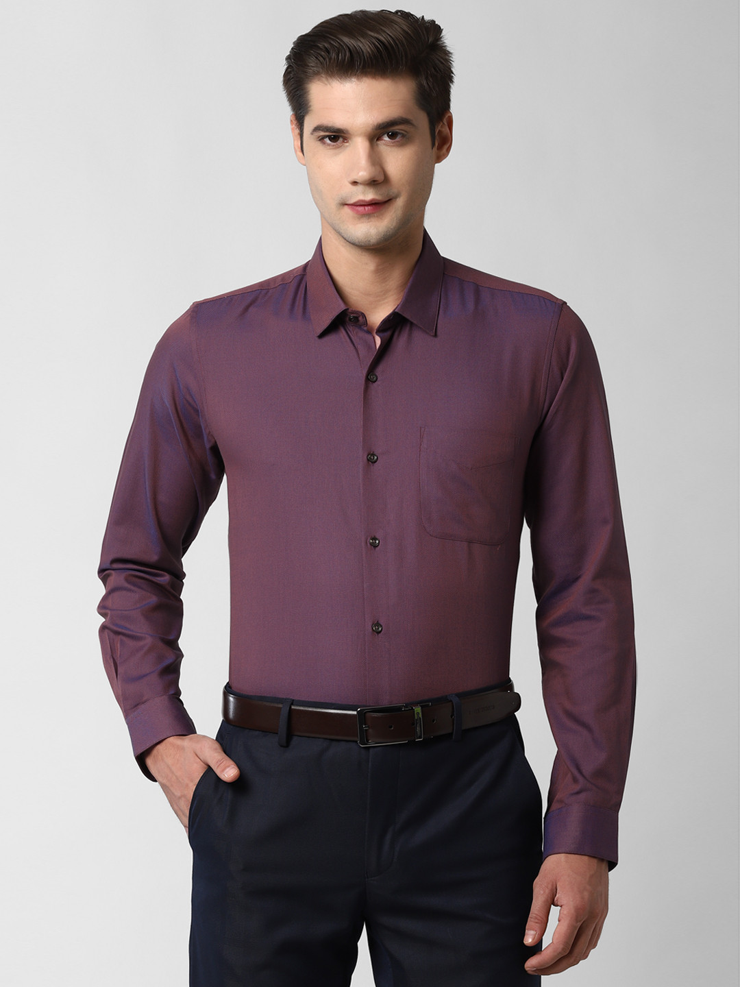 

Peter England Men Purple Slim Fit Formal Shirt